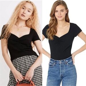 Madewell Ribbed Sweetheart Short Sleeve Top